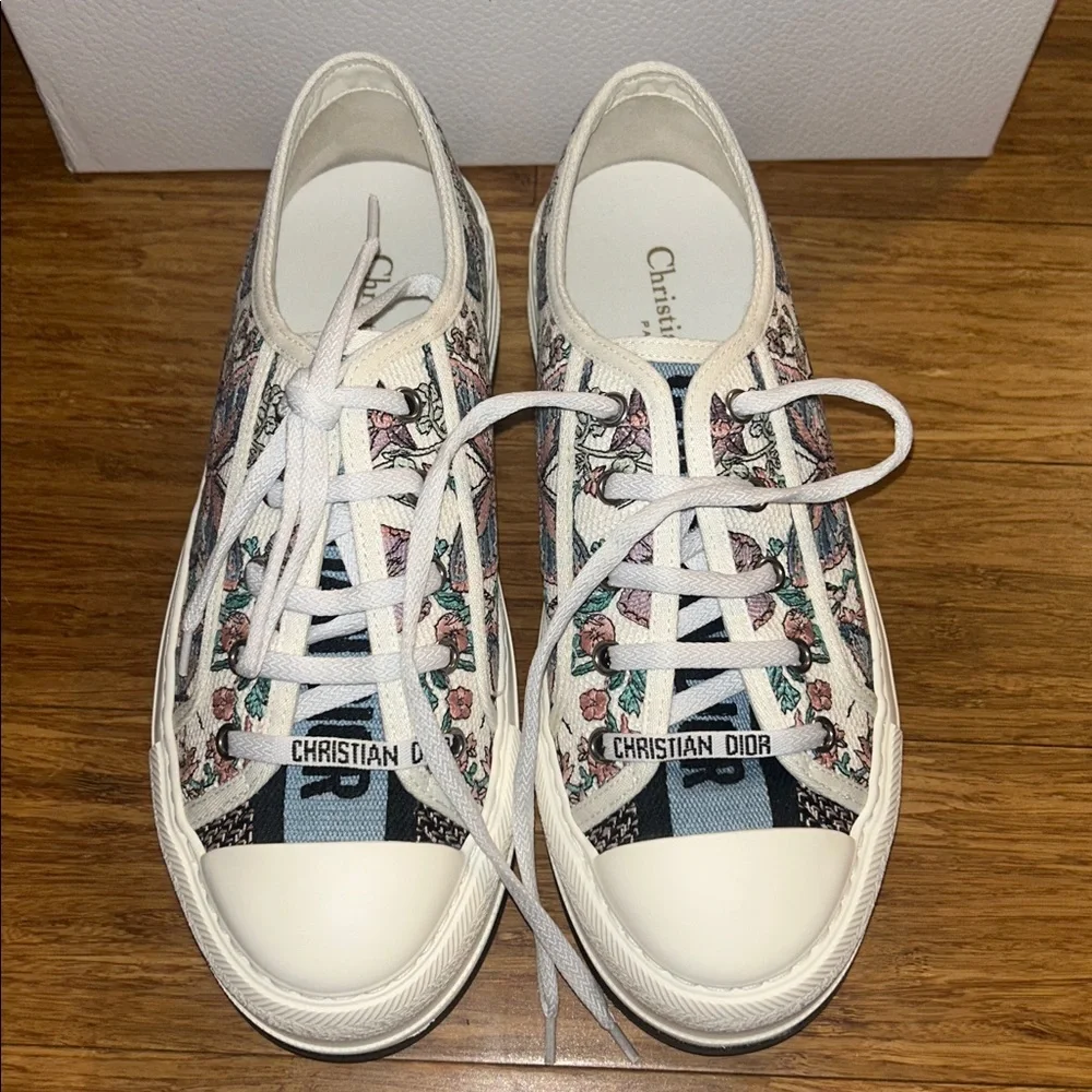 Dior WALK'N'DIOR PLATFORM SNEAKER White Multicolor Embroidered Cotton - Picture 5 of 11